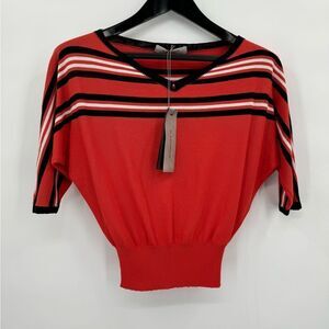 D.‎ Exterior size S NWT Orange, White & Blue Knit Sweater